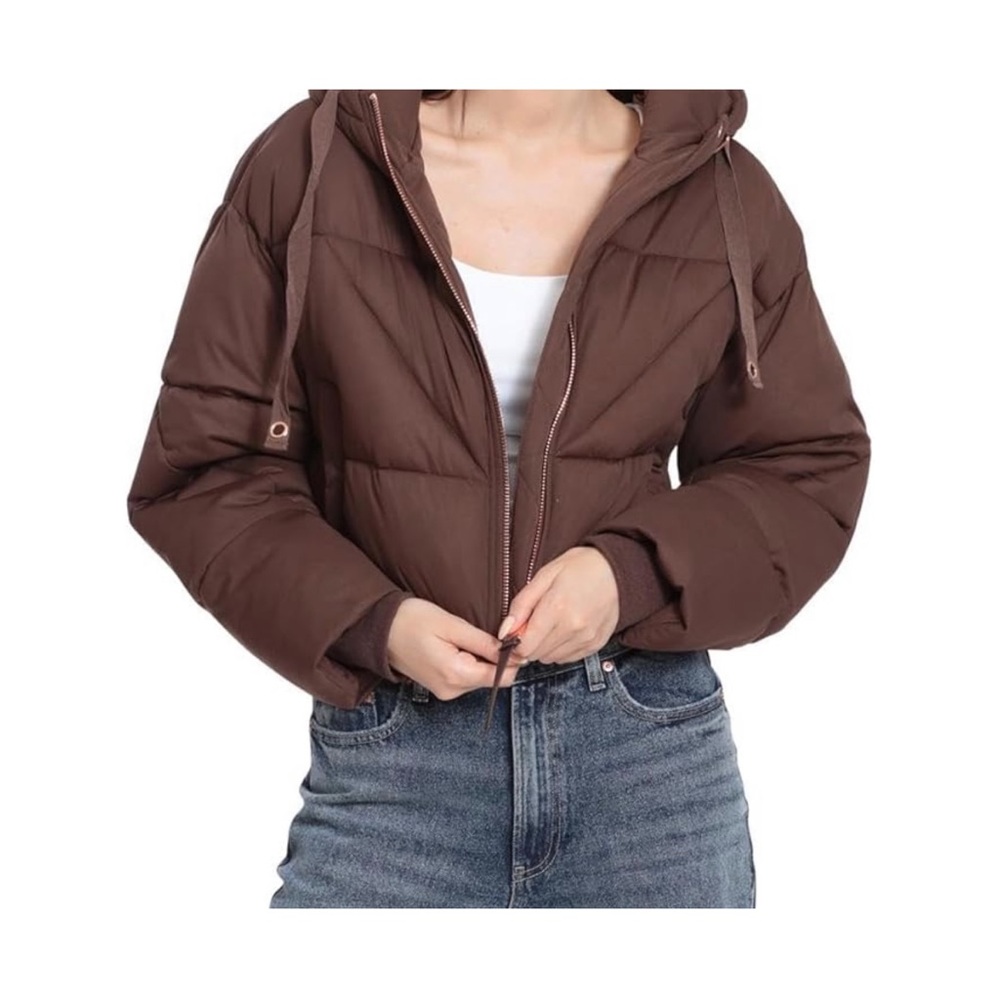 Avec Les Filles Brown Puffer Jacket with metallic inside Brand New